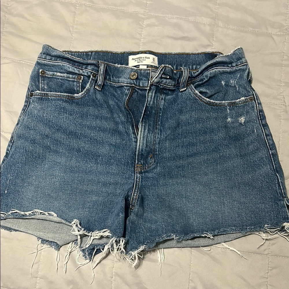 Abercrombie & Fitch Distressed Blue Jean Shorts